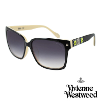 【Vivienne Westwood】英國薇薇安魏斯伍德復古彩繪鉚釘太陽眼鏡(黑 AN752M01)