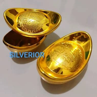 2 Yuanbao Uang Emas Suvenir Cina China Kuno Hiasan Pajangan Imlek 10cm