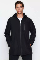 Trendyol Black Men's Regular Fit Hooded Outdoor Softshell Parka Coat.