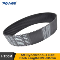 POWGE 520/525/530/535 5M Synchronous Belt W=12/15/20 Teeth=104/105/106/107 HTD5M Closed-Loop Timing Belt Pulley 520-5M 535-5M