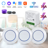 Tuya Wifi Smart Switch Smart Life Alexa Google Smart home RF433Mhz Wireless Remote Control Mini Round Button Smart Home Devices