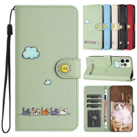 Etui Flip Leather Case For Samsung Galaxy S23 Ultra S22 Plus S21 FE S20 A20E A12 A22 A32 A52 A13 A23 A33 A53 5G Phone Back Cover