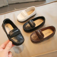 Boys Loafers Slip-on Kids Casual Flat Leather Shoes Children Moccasins Little Girls Boat Shoes Soft Formal Party Classic 21-30
