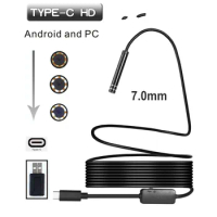 7MM 1/3/5Meters USB TYPE-C Inspection Endoscope Camera 6LED HD for S8 LG G5/G6/V20 Pixel P9/P10 Oneplus 2/3/3T Android Phone