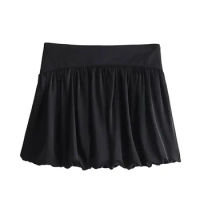 TRAF 2024 Summer Balloon Skirt Women Pleated Mini Skirts for Women Skort Office Skirts Streetwear Short Skirts