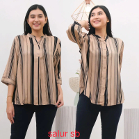 Kemeja Salur Bahan Rayon Premium Kancing3 // Full Kancing
