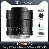 TTArtisan 10mm F2 APS-C Wide Angle Large Aperture Mirrorless Camera Lens for Fujifilm XF Nikon Z Canon RF Sony E M4/3 Camera