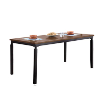 【BODEN】諾威爾6尺工業風實木餐桌/會議桌/工作桌(胡桃色)