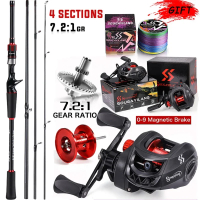 Up New Sougayilang Fishing Rod Reel Combo 1.8~2.1M Carbon Fiber Casting Rod And 7.2:1 Gear Ratio Bai