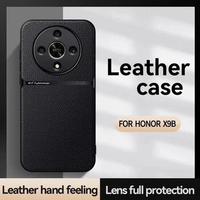 Car Magnetic Phone Case For Honor X9B 5G Leather Texture Silicone Protection Shockproof Back Cover For Honor X9B X9A X50 X40