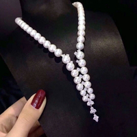 DIY首飾配件微鑲鋯石 珍珠項鏈吊墜空托 珍珠毛衣鏈吊墜 多排珍珠