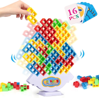 64Pcs Tetra Tower Game Stack Attack Family Board for 2 Players Family Games Building Blocks Stacking