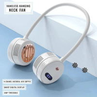 Kipas Angin Gantung Leher Portable USB Leafless Hanging Neck Fan Putih Biru Hitam Hijau