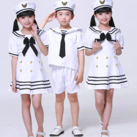 Baby Boys Halloween Navy Cosplay Costumes Army Suit Kids Girls Dress Sailor Uniform Stage Wear Performance Dance Clothing
