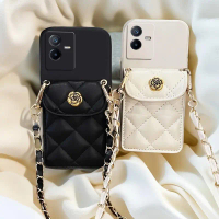 Suitable for VIVO Y22-4G mobile phone case Y22S/Y22T camellia card bag, card insertion protective co