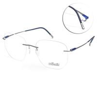 Silhouette 詩樂 鈦金屬無框超輕 Purist系列 光學眼鏡/槍 藍#ST5561 MZ 6760