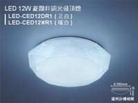 【燈王的店】舞光菱鑽 LED 12W 非調光吸頂燈 1-2坪 LED-CED12R2