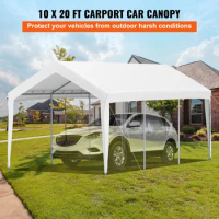 VEVOR 10 x 20 ft Carport Car Canopy White/Yellow Heavy Duty Garage Shelter with 8 Legs Car Garage Tent for Outdoor Party Boats