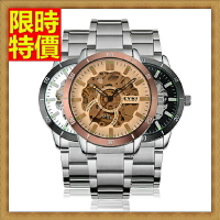 機械錶手錶-陀飛輪自動雙面鏤空精鋼時尚男士腕錶3色66ab11【獨家進口】【米蘭精品】