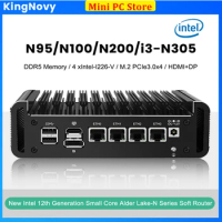 Topton Alder Lake Intel 12th Firewall Mini PC i3 N305 8 Core N200 N100 4xi226-V 2.5G DDR5 4800MHz Fanless Soft Router Proxmox