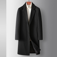 【巴黎精品】毛呢大衣長版外套-簡約純色羊毛商務男外套2色p1ac48