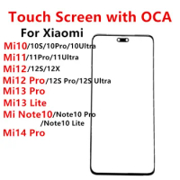 Mi12 Touch Screen For Xiaomi Mi 14 Pro 11 Mi11 Ultra 12 12S 13 Lite 10 10S Note Out Glass LCD Front Panel Lens With OCA Glue