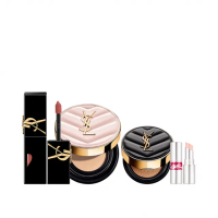 【YSL】官方直營 超模光感鎖心彩妝組(新品上市/超模光感精華水氣墊+奢華印記鎖心光唇釉)