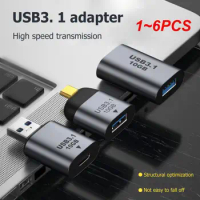 1~6PCS 3.1 Type-C OTG Adapter Type C USB C Male To USB Female Converter For Macbook S20 USBC OTG Connector