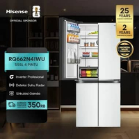 Hisense Kulkas RQ662N4IWU Refrigerator 4 Pintu Kapasitas 555L Warna Putih Inverter Pro 360 Derajat M