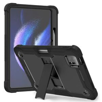 適用小米pad6pro平板保護套帶支架矽膠防摔保護殼氣囊外殼全包邊 全黑 Redmi pad pro 12.1 POCO PAD 12.1