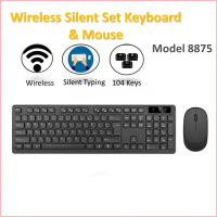 COD Silent Wireless Set Keyboard & Mouse Membrane 104Keys/Set Keyboard dan tetikus Senyap For Office