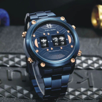 DISKON  Evans Jayden Jam Tangan Pria 9424 Rantai Stainless Steel Turbine Water Resistant 3ATM
