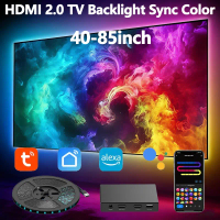 TUYA Smart LED TV Backlight HDMI 2.0 Sync Voice Control Light Strip Alexa Google 40-120 Inch