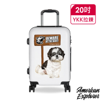【American Explorer】20吋 美國探險家 63G 登機箱 YKK拉鏈 行李箱 雙排輪 內有猛犬(設計師款-毛小孩系列)