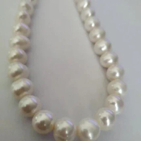 18''natural 11-12mm AAA white akoya pearl necklace 14k yellow gold clasp