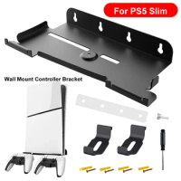 Wall Mount Kit for Playstation 5 Slim Console Space Saving Controller Bracket Earphone Holder for PS5 Slim Accessories Kit