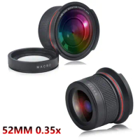 1pc 52MM 0.35x HD Super Wide Angle Panoramic Macro Fisheye Lens for Nikon D5,D4,Df,D850,D810,D750,D610,D500,D7500,D7200,D5600