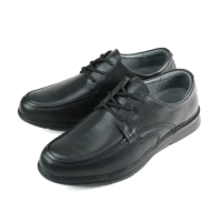 【Pelutini】經典透氣軟墊綁帶休閒皮鞋 黑色(312006-BL)