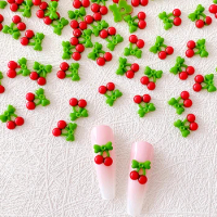 30PCS 3D Resin Red Cherry Nail Art Charms Fruit Kawaii Accessories Parts Nails Decoration Supplies Materials Manicure Decor Tool