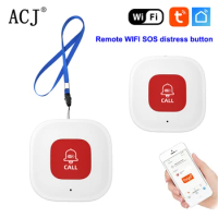 ACJ WiFi Emergency Call Button Smart TUYA SOS Caregiver Pager Phone Alert Transmitter Emergency Call Button for Elderly Patient