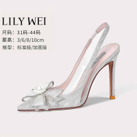 Lily Wei蝴蝶結水晶高跟鞋34小碼女鞋313233夏婚鞋宴會鞋夏季涼鞋