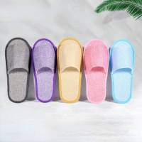 10 Pairs Disposable Slippers Hotel Travel Slipper Sanitary Party Home Guest Use Men Women Unisex Closed Toe Shoes Salon Homestay