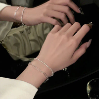 Gelang Wanita Berlian Titanium Anti Karat Gelang Korea Aesthetic Emas Diamond Silver Perak - G2