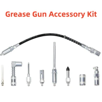Grease Gun Couplers, 9 PCS Quick Connect Greasing Accessory Kit with Grease Gun Tips 12" Flex Hose &amp; Roll Up Case