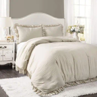 King Bed Linen Set Reyna 3-Piece Ruffled Comforter Bedding Set With Pillow Shams Wheat Freight Free Sets Home Textile Garden