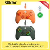 8BitDo Ultimate C Wired Controller For Xbox Series S, X, Xbox One RGB Lighting Fire Ring Hall Effect Joysticks For Windows 10/11