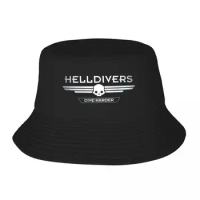 Unisex Bucket Hats Helldivers Dive Harder Vocation Getaway Headwear Foldable Outdoor Fishing Hat Game Bob Dropshipping