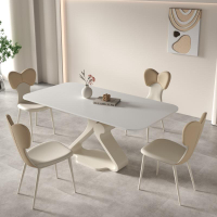 【限時優惠】法式奶油風巖板餐桌家用輕奢現代簡約小戶型2022新款桌椅組合