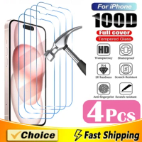 4pcs Tempered Glass for iPhone 13 12 11 15 14 Pro Max Screen Protector for iPhone 11 15 Pro 7 8 14 15 Plus SE XR X XS Max Glass