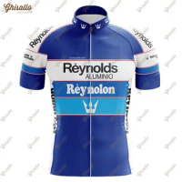 Retro Cycling Jersey for Men, Summer Blue Mountain Bike, Outdoor Sports, Bicycle Clothes, MTB Racing Wear, Triathlon Tops, 2023